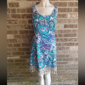 Lilly Pulitzer Sleeveless Shift Dress with Tassels Sz 6